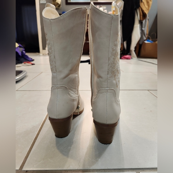 Yetier Women's beige western cowboy boots - Picture 4 of 7